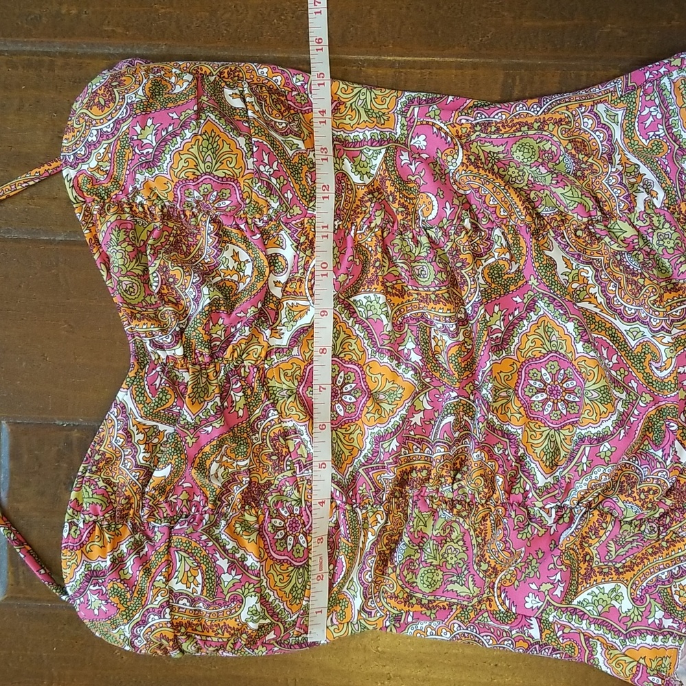 Tommy Bahama Womens One Piece Swimsuit Colorful Orange Green Printed Size 16 - Picture 6 of 12